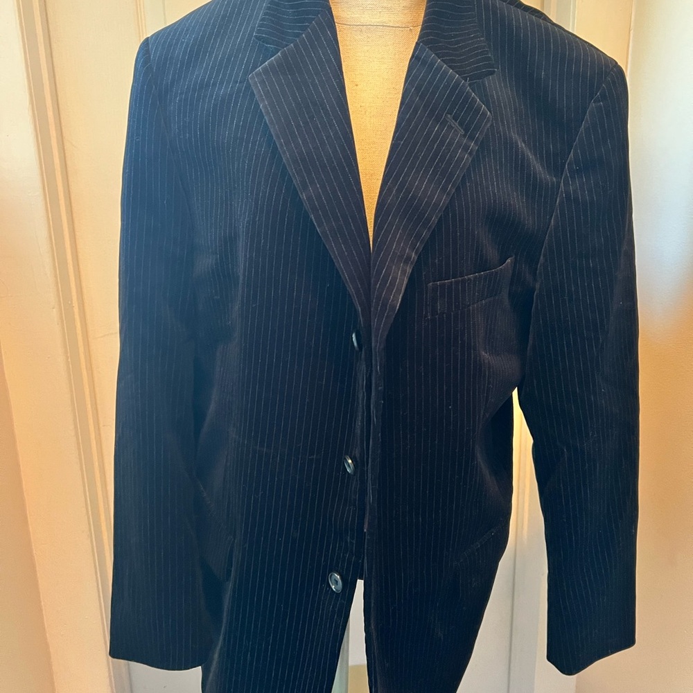 Alfani Black Velvet Pinstripe Blazer